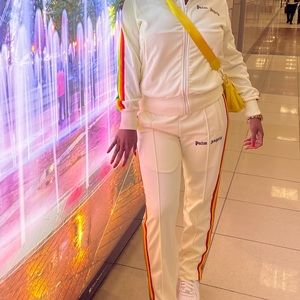 Palm Angels Cream Rainbow tracksuit.